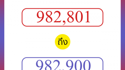 วิธีนับตัวเลขภาษาอังกฤษ 982801 ถึง 982900 เอาไว้คุยกับชาวต่างชาติ