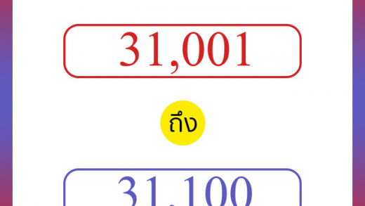 วิธีนับตัวเลขภาษาอังกฤษ 31001 ถึง 31100 เอาไว้คุยกับชาวต่างชาติ