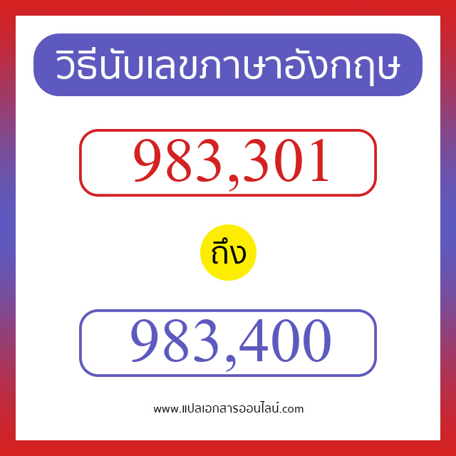 วิธีนับตัวเลขภาษาอังกฤษ 983301 ถึง 983400 เอาไว้คุยกับชาวต่างชาติ