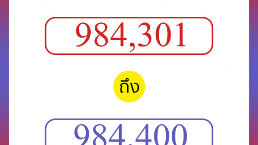 วิธีนับตัวเลขภาษาอังกฤษ 984301 ถึง 984400 เอาไว้คุยกับชาวต่างชาติ