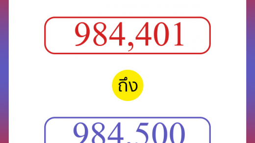 วิธีนับตัวเลขภาษาอังกฤษ 984401 ถึง 984500 เอาไว้คุยกับชาวต่างชาติ