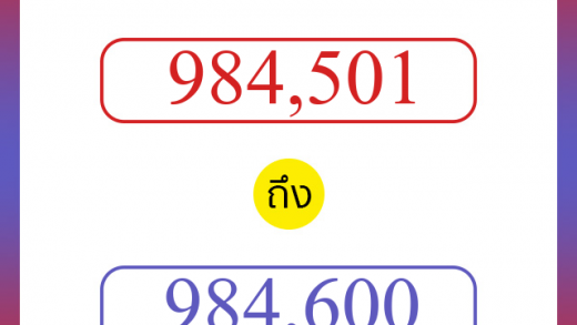 วิธีนับตัวเลขภาษาอังกฤษ 984501 ถึง 984600 เอาไว้คุยกับชาวต่างชาติ