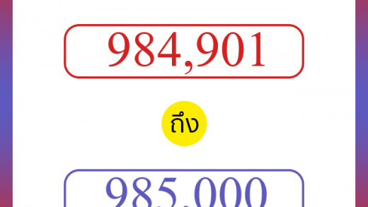 วิธีนับตัวเลขภาษาอังกฤษ 984901 ถึง 985000 เอาไว้คุยกับชาวต่างชาติ