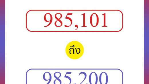 วิธีนับตัวเลขภาษาอังกฤษ 985101 ถึง 985200 เอาไว้คุยกับชาวต่างชาติ