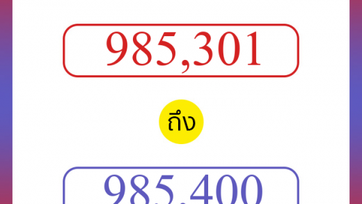 วิธีนับตัวเลขภาษาอังกฤษ 985301 ถึง 985400 เอาไว้คุยกับชาวต่างชาติ