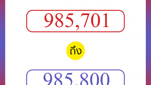 วิธีนับตัวเลขภาษาอังกฤษ 985701 ถึง 985800 เอาไว้คุยกับชาวต่างชาติ