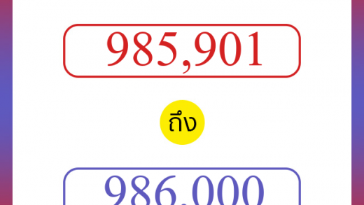 วิธีนับตัวเลขภาษาอังกฤษ 985901 ถึง 986000 เอาไว้คุยกับชาวต่างชาติ