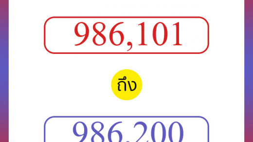 วิธีนับตัวเลขภาษาอังกฤษ 986101 ถึง 986200 เอาไว้คุยกับชาวต่างชาติ