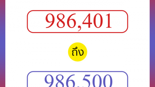 วิธีนับตัวเลขภาษาอังกฤษ 986401 ถึง 986500 เอาไว้คุยกับชาวต่างชาติ