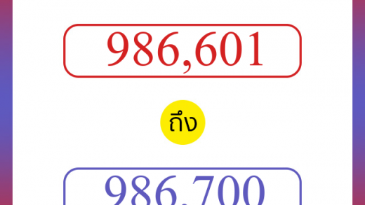 วิธีนับตัวเลขภาษาอังกฤษ 986601 ถึง 986700 เอาไว้คุยกับชาวต่างชาติ