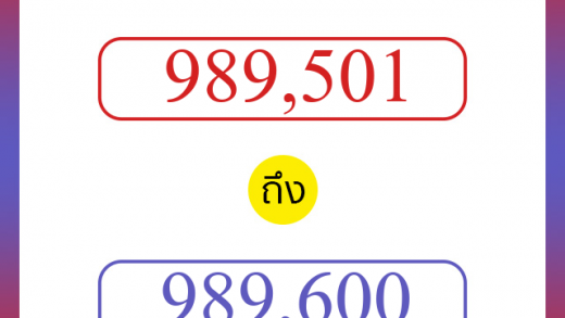 วิธีนับตัวเลขภาษาอังกฤษ 989501 ถึง 989600 เอาไว้คุยกับชาวต่างชาติ