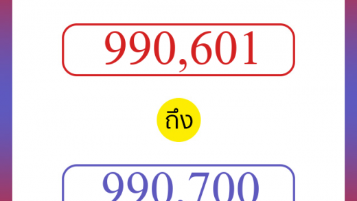 วิธีนับตัวเลขภาษาอังกฤษ 990601 ถึง 990700 เอาไว้คุยกับชาวต่างชาติ