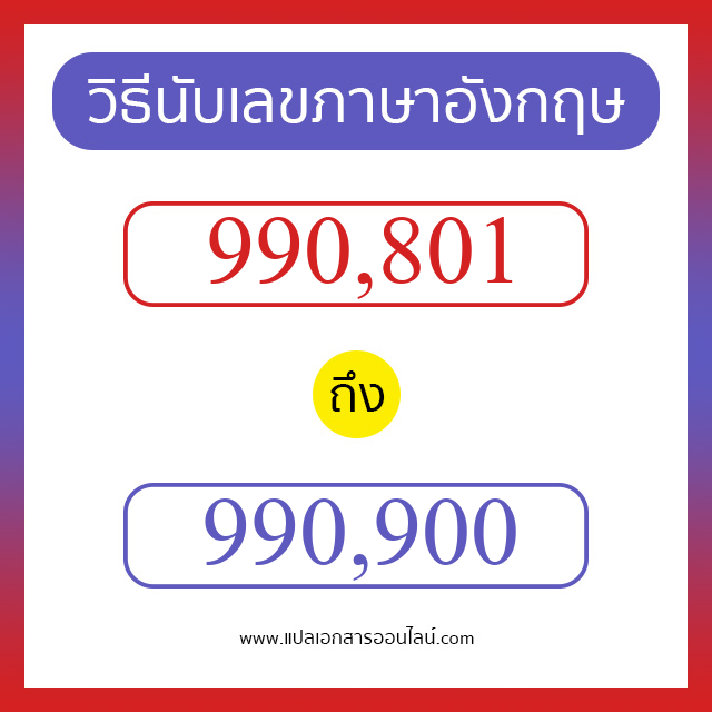 วิธีนับตัวเลขภาษาอังกฤษ 990801 ถึง 990900 เอาไว้คุยกับชาวต่างชาติ