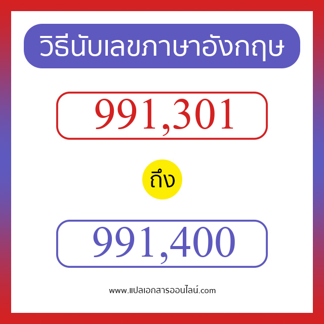 วิธีนับตัวเลขภาษาอังกฤษ 991301 ถึง 991400 เอาไว้คุยกับชาวต่างชาติ