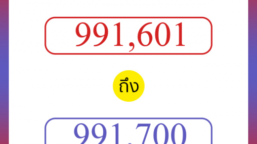 วิธีนับตัวเลขภาษาอังกฤษ 991601 ถึง 991700 เอาไว้คุยกับชาวต่างชาติ