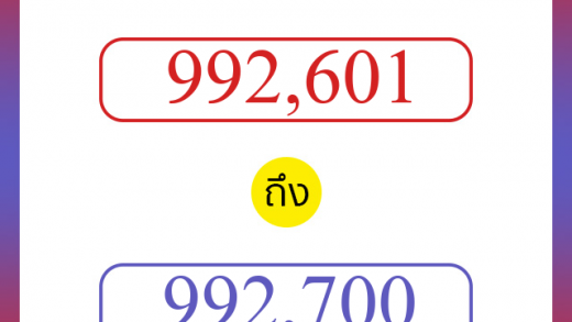 วิธีนับตัวเลขภาษาอังกฤษ 992601 ถึง 992700 เอาไว้คุยกับชาวต่างชาติ