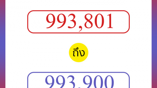 วิธีนับตัวเลขภาษาอังกฤษ 993801 ถึง 993900 เอาไว้คุยกับชาวต่างชาติ