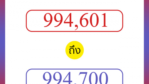 วิธีนับตัวเลขภาษาอังกฤษ 994601 ถึง 994700 เอาไว้คุยกับชาวต่างชาติ