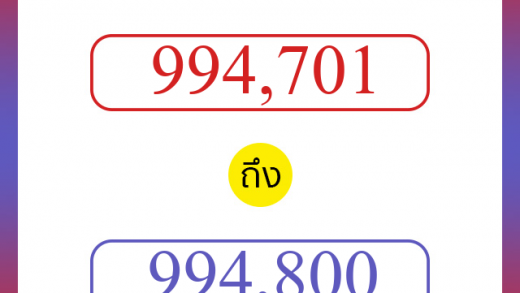 วิธีนับตัวเลขภาษาอังกฤษ 994701 ถึง 994800 เอาไว้คุยกับชาวต่างชาติ