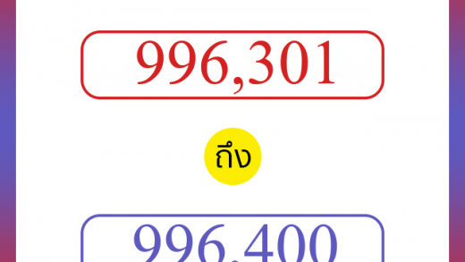 วิธีนับตัวเลขภาษาอังกฤษ 996301 ถึง 996400 เอาไว้คุยกับชาวต่างชาติ