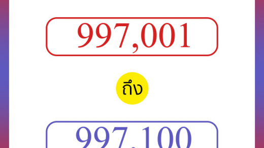 วิธีนับตัวเลขภาษาอังกฤษ 997001 ถึง 997100 เอาไว้คุยกับชาวต่างชาติ