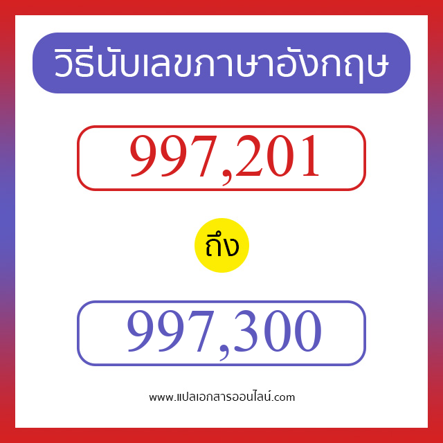 วิธีนับตัวเลขภาษาอังกฤษ 997201 ถึง 997300 เอาไว้คุยกับชาวต่างชาติ