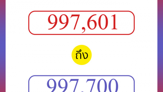 วิธีนับตัวเลขภาษาอังกฤษ 997601 ถึง 997700 เอาไว้คุยกับชาวต่างชาติ