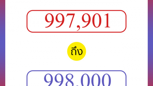 วิธีนับตัวเลขภาษาอังกฤษ 997901 ถึง 998000 เอาไว้คุยกับชาวต่างชาติ