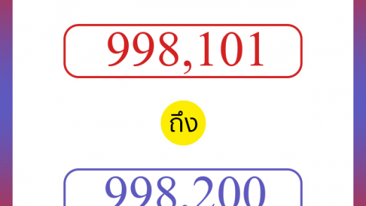 วิธีนับตัวเลขภาษาอังกฤษ 998101 ถึง 998200 เอาไว้คุยกับชาวต่างชาติ