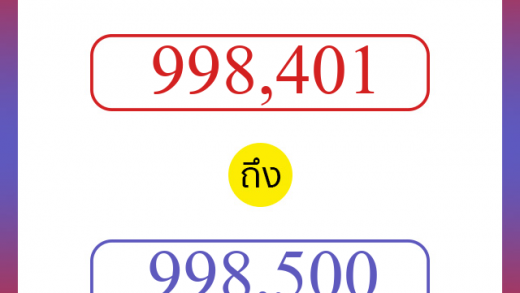 วิธีนับตัวเลขภาษาอังกฤษ 998401 ถึง 998500 เอาไว้คุยกับชาวต่างชาติ