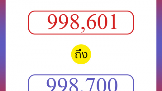 วิธีนับตัวเลขภาษาอังกฤษ 998601 ถึง 998700 เอาไว้คุยกับชาวต่างชาติ