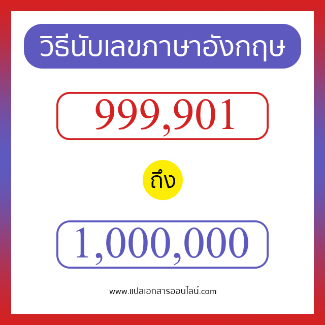 วิธีนับตัวเลขภาษาอังกฤษ 999901 ถึง 1000000 เอาไว้คุยกับชาวต่างชาติ