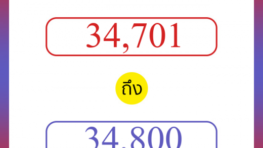 วิธีนับตัวเลขภาษาอังกฤษ 34701 ถึง 34800 เอาไว้คุยกับชาวต่างชาติ