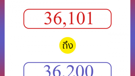 วิธีนับตัวเลขภาษาอังกฤษ 36101 ถึง 36200 เอาไว้คุยกับชาวต่างชาติ