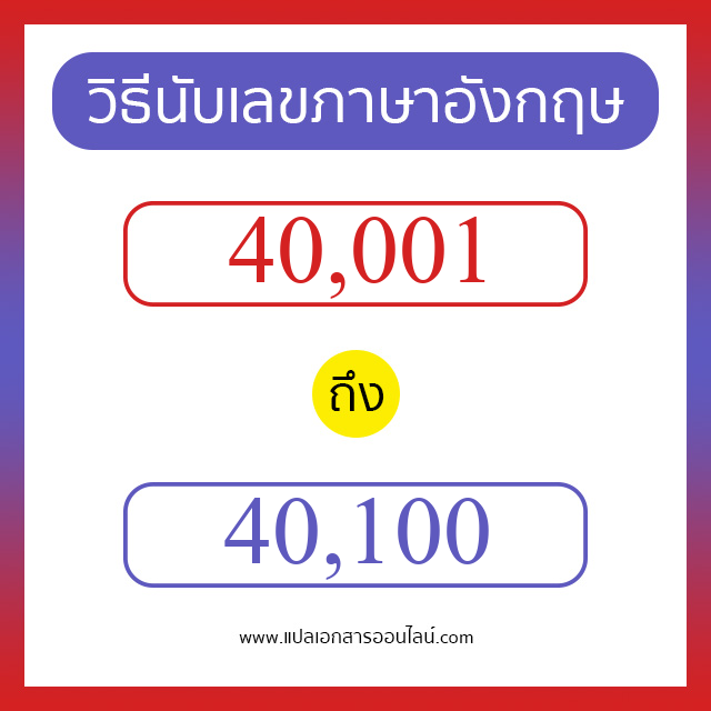 วิธีนับตัวเลขภาษาอังกฤษ 40001 ถึง 40100 เอาไว้คุยกับชาวต่างชาติ