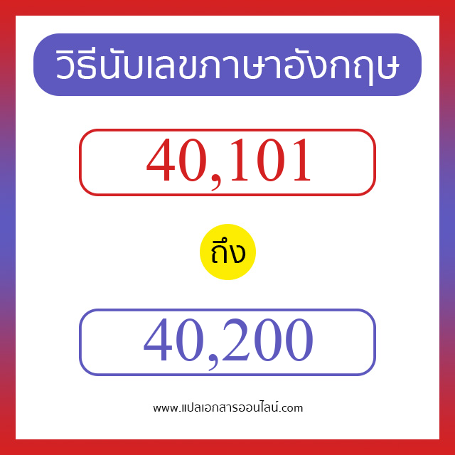 วิธีนับตัวเลขภาษาอังกฤษ 40101 ถึง 40200 เอาไว้คุยกับชาวต่างชาติ