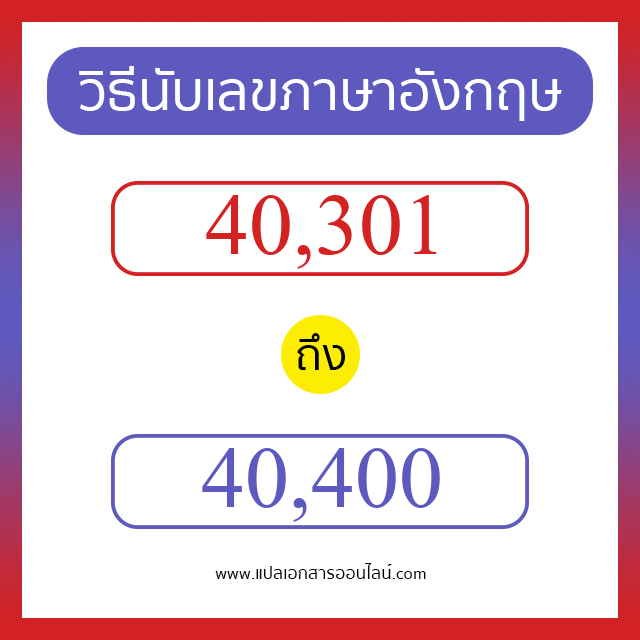 วิธีนับตัวเลขภาษาอังกฤษ 40301 ถึง 40400 เอาไว้คุยกับชาวต่างชาติ