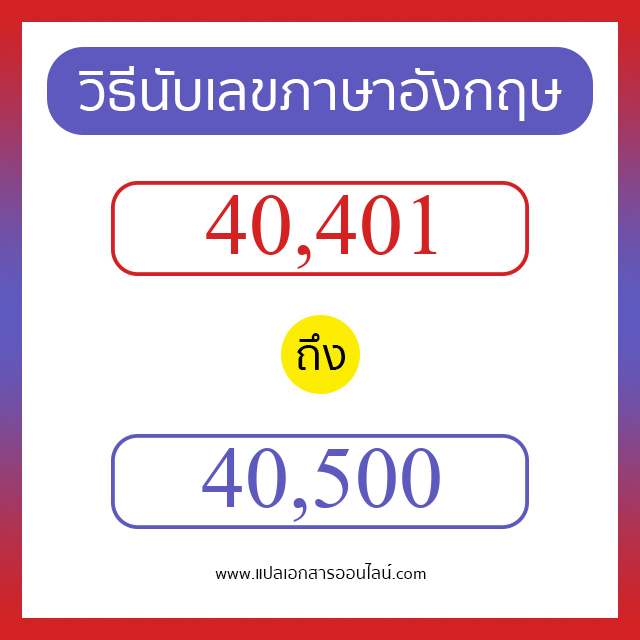 วิธีนับตัวเลขภาษาอังกฤษ 40401 ถึง 40500 เอาไว้คุยกับชาวต่างชาติ