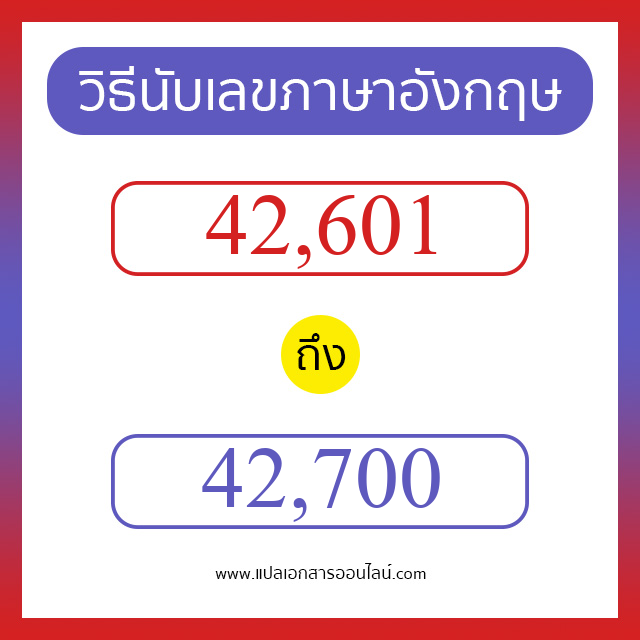 วิธีนับตัวเลขภาษาอังกฤษ 42601 ถึง 42700 เอาไว้คุยกับชาวต่างชาติ