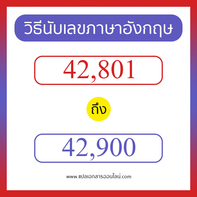 วิธีนับตัวเลขภาษาอังกฤษ 42801 ถึง 42900 เอาไว้คุยกับชาวต่างชาติ