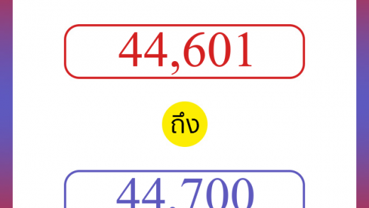 วิธีนับตัวเลขภาษาอังกฤษ 44601 ถึง 44700 เอาไว้คุยกับชาวต่างชาติ