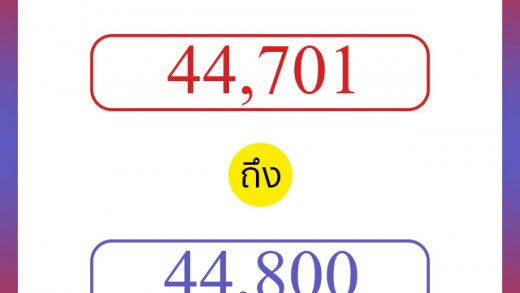 วิธีนับตัวเลขภาษาอังกฤษ 44701 ถึง 44800 เอาไว้คุยกับชาวต่างชาติ