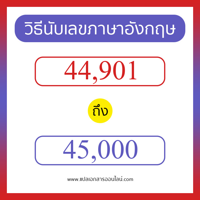 วิธีนับตัวเลขภาษาอังกฤษ 44901 ถึง 45000 เอาไว้คุยกับชาวต่างชาติ