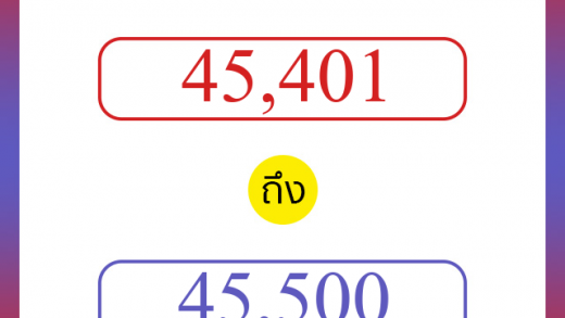 วิธีนับตัวเลขภาษาอังกฤษ 45401 ถึง 45500 เอาไว้คุยกับชาวต่างชาติ