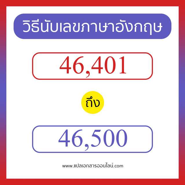 วิธีนับตัวเลขภาษาอังกฤษ 46401 ถึง 46500 เอาไว้คุยกับชาวต่างชาติ