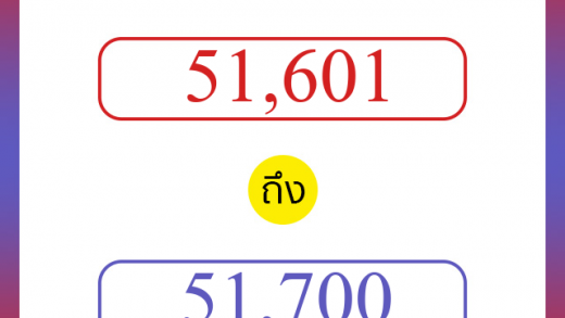 วิธีนับตัวเลขภาษาอังกฤษ 51601 ถึง 51700 เอาไว้คุยกับชาวต่างชาติ