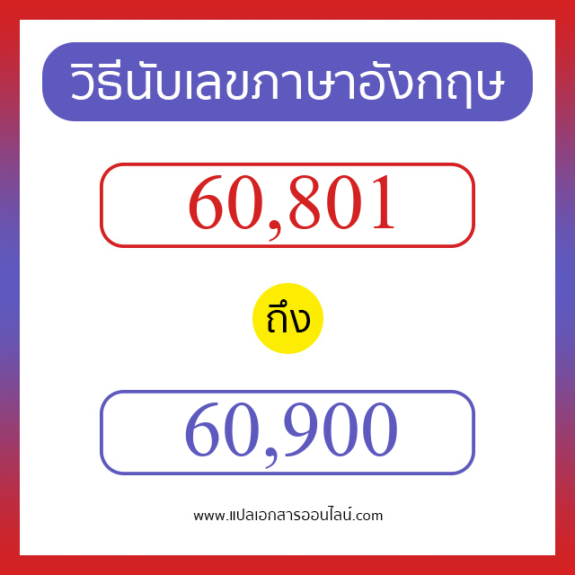 วิธีนับตัวเลขภาษาอังกฤษ 60801 ถึง 60900 เอาไว้คุยกับชาวต่างชาติ