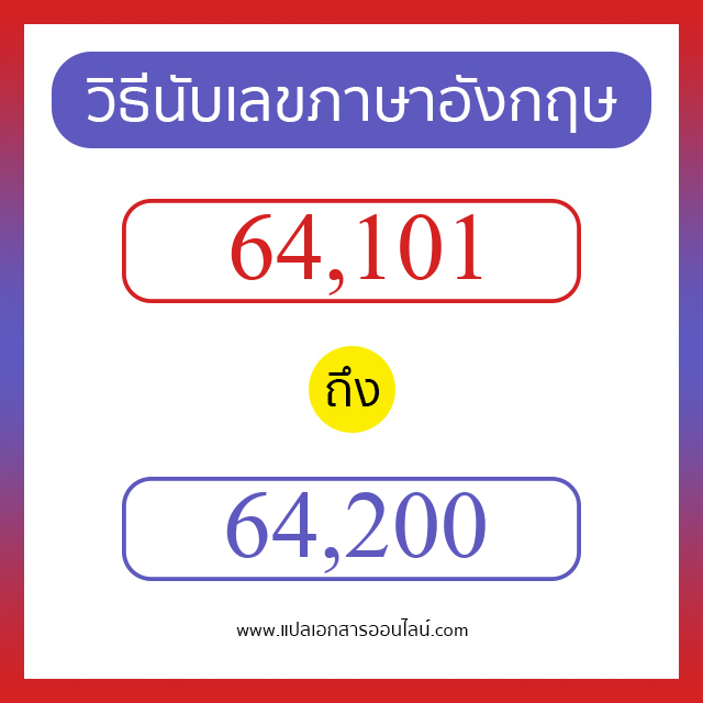 วิธีนับตัวเลขภาษาอังกฤษ 64101 ถึง 64200 เอาไว้คุยกับชาวต่างชาติ