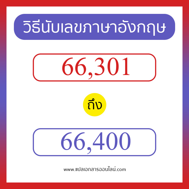 วิธีนับตัวเลขภาษาอังกฤษ 66301 ถึง 66400 เอาไว้คุยกับชาวต่างชาติ