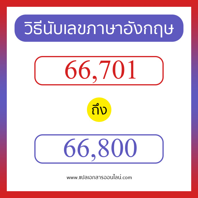 วิธีนับตัวเลขภาษาอังกฤษ 66701 ถึง 66800 เอาไว้คุยกับชาวต่างชาติ